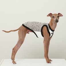 도기스타 이탈리안그레이하운드옷 아이쥐옷 레오파드 면 티셔츠, 1개, 베이지호피