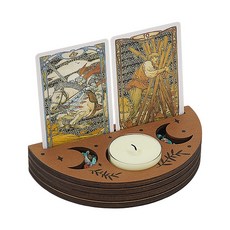 1개 목제 타로카드 별자리 탁자 직사각형 타로카드 전시대 슬롯 명함꽂이 73x132x25mm