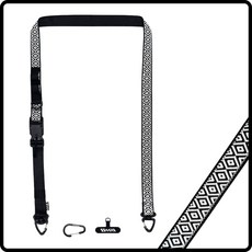 WasangShow 花生騷 原民風格圖織多功能背繩款(黑白菱形) 快扣, 1個