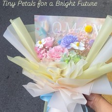 情人節禮物 多巴胺風 畢業花束 永生花束 乾燥花束 不凋花 生日花束, 中型花束（40公分）