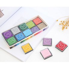 Bentolo House 20色手指畫印泥 4x4cm DIY橡皮章印台 美術用品, 1個, 20色