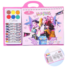 픽클리 케이팝 데몬 헌터스 림 그리기 색칠북 컬러링북 컬러드로잉북 스케치북 색연필 세트 안전 미술, 1개, 핑크