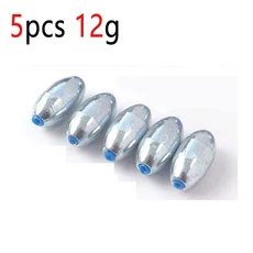 5/20개 알로이 에그 슬라이딩 싱커 중공 올리브 낚시 4~15g 탄소강 납 무게 러닝 보트, 06 5pcs 12g