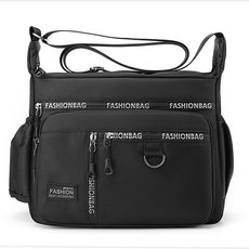 新款男士斜挎包，多層大容量，結實耐磨，便攜休閒防水單肩包, 黑色