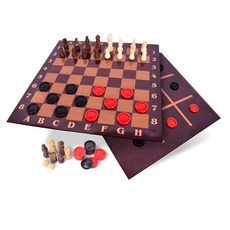 Sunny Days Elbow Room Games 3-in-1 게임 세트 체스 체커 및 틱택 토 양면 보드 설명서 한글이 아닐 수 있음 모든 연령대를 위한 클래식 전략 재미 2, Sunny Days Elbow Room Games 3-