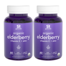 Sports Research 스포츠리서치 엘더베리 비타민C 아연 60구미젤리 Organic Elderberry, 2개