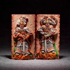 懷舊國風浮雕武士俑冰箱貼一對, 如圖所示