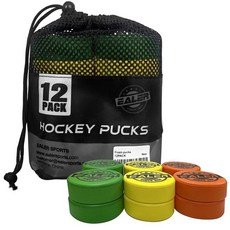 EALER 12팩 폼 플로어 하키 퍽 - 안전한 연습 및 레크리에이션 플레이를 위한 공식 규정 7.6cm(3인치) 사이즈 부드러운 실내 무릎 하키 퍽 무지개 색상, 12Pack
