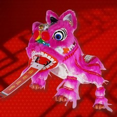 醒獅提綫木偶國潮小孩兒童節民間傳統複古獅子民俗手工 醒獅玩具 提綫木偶 小孩玩具 民間傳統 複古獅子 民俗 手工擺件 醒, 玫紅木偶獅, 1個