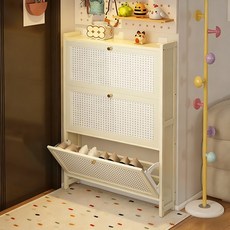 좁은현관슬림신발장 70CM 신발장수납장, 3단, 아이보리