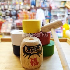 台灣製 敲打達摩 敲打玩具 傳統木製槌子玩具 懷舊復古風, 1個, 木色