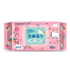 康乃馨 獨角獸系列 潔膚濕巾 加厚型, 1個, 80抽x3包, 80張, 48gsm