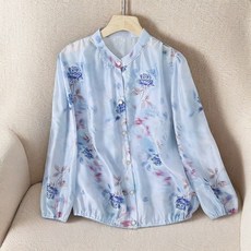 ORZQU 봄 여성 코트 패션 루즈핏 프린트 자외선 차단 얇은 상의