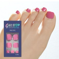 붙이는 패디팁 14tips 인조발톱 친환경 유연 TPU소재, 1개, 젤스팁패디/라지 07.레드핑크