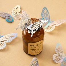 미즈코스 12p 메탈 입체 나비 포인트 스티커 3d 벽지 데코 아이방 벽장식, 실버