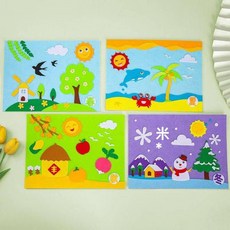 小宇宙KP 台灣出貨 幼兒園自製故事書 不織布繪本 DIY兒童手工黏貼圖書 親子互動早教益智玩具, 無害不織布【6張隨機款】