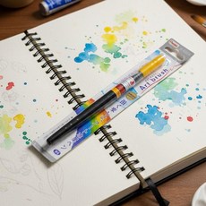 일본산 캘리그라피 완성형 컬러 붓펜(옐로우오렌지), 상세페이지 참조, 상세페이지 참조