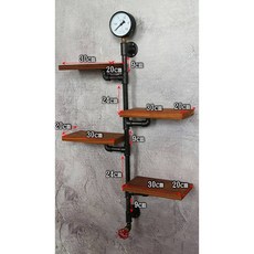 慶大鑫 工業風層板架 復古水管造型壁掛置物架, 木板規格:寬20cm 長30cm,鐵管顏色:黑色 木板顏色:柚木色