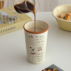 귀여운 만화 컵 세라믹 컵 흰색 컵, 3개
