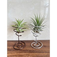 空氣鳳梨螺旋座鋁線座 簡約時尚 穩固支撐 促進植物健康成長, 1個, 古銅色（不含植物）