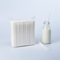 우유빨대 3파이 유백색 벌크포장 요구르트빨대 카프리썬빨대 대용량 15cm, 1세트, 1000개입