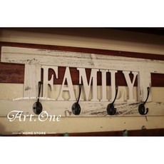 鄉村風FAMILY白色木製掛勾(4勾)壁飾，多功能收納掛鉤，適用於玄關、臥室，輕鬆打造溫馨居家風格, 1個