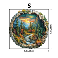 도전적인 숲 동물 나무 퍼즐 - S/L 크기 생기 넘치는 산과 폭포 장면 완벽한 가정 장식 그림 Birt