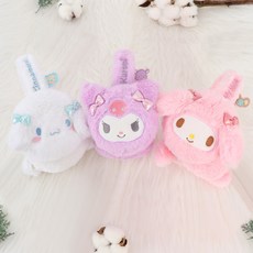 산리오 겨울 한파용 귀마개 방한 보온 완구리본 귀도리 털 퍼 접이식 휴대용 귀덮개