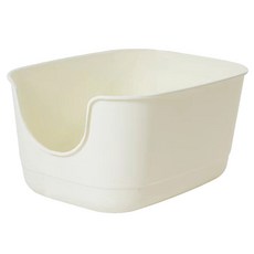 一體式貓砂盆 封閉式貓砂盆 加高防撥砂 防臭 寵物用品, 1個, 直式-奶油白 62.5*46*31cm, 奶油白