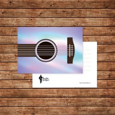 Guitar Player 金屬漸層吉他明信片 卡片, 1個, 明信片,牛皮紙信封＋封口Logo貼紙