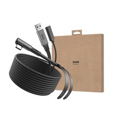 키위디자인 KIWI design 16FT 링크 케이블 메타 퀘스트 3S/3/2/Pro Pico 4 호환 USB 3.0 to C 5Gbps 초고속 전송 충전 가능 블랙, 1개, QC-8U