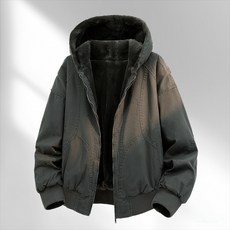 秋冬新款戶外棉衣男 加絨加厚保暖防風防水寬松水洗連帽毛領夾克外套 短款運動棉服棉大衣