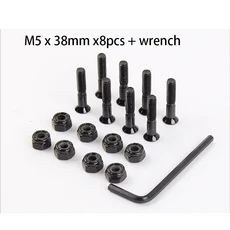 8Pcs 스케이트 보드 트럭 나사 하드웨어 M5x25/29/32/38/44/50mm 장착 볼트 녹슬지 않는 탄소강 내구성 브리지 손톱 너트, 38mm 8pcs 블랙, 1개