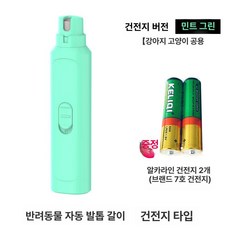 강아지 그라인더 대형견 발톱관리 LED 라이트 연마기, 1개, 그린 손톱깎이 배터리 배터리 2개 포함
