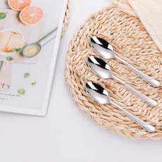 5 70 "골드 도금 커피 스푼 세트 18-10 강철 식기 세척기 안전 차 저어 잼 향신료 조미료 설탕 용 작은, 3pcs - Silver