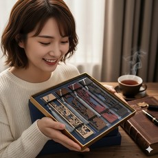 책갈피 사군자 4P세트 원목 책깔피 북마크 단체선물 북클립, 혼합색상, 1세트