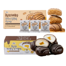 [봄날엔 세트] 봄날엔 초코퐁당 두바이 쫀득떡(피넛버터맛) 3개입 x 초코퐁당 요거꿀떡 6개입, 1세트, 660g