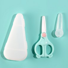 嬰幼兒安全指甲剪附保護盒 寶寶專用圓頭指甲鉗，安全修剪不傷手, 藍綠色, 1套, 剪刀+刀套+外盒