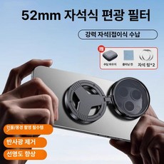 자석형 CPL 편광 필터 52mm 아이폰용 카메라 렌즈 반사 제거 촬영 핸드폰 스마트폰, 1개, 자석형 편광 52mm 유리 반사 제거 화질 A