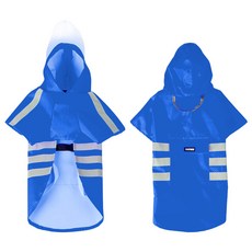 DFMEI 狗狗雨衣斗篷狗雨衣兩腳寵物雨衣大型犬防水衣服反光連帽雨衣, 1個, 升級款PVC連帽寶藍