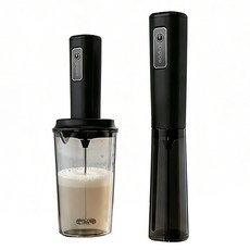 電動奶泡器 KD318 細膩綿密, 黑色（杯子+防塵罩）, 318