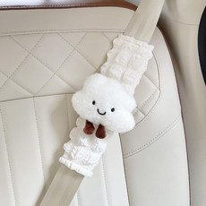 汽車兒童安全帶固定器 護肩套裝 防勒脖 護肚神器 限位器 通用 桃園出貨, 1個, 笑臉雲朵 -泡芙安全帶套