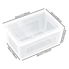 다양한 크기의 파충류 사육장 곤충 거미 거북이 도마뱀 아크릴 투명 상자 뚜껑 포함 애완동물 급식 제품, 03 B 32x22cm