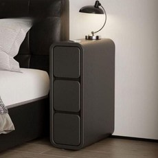 수납장 침대 틈새협탁 서랍 쇼파 침대협탁 수납 철제 테이블 슬림, 더블 드로우-검정(E0)