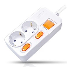 개별스위치 멀티탭 KC인증 접지 과부하차단 2800W 절전 콘센트 2구 멀티탭, 화이트(빨간스위치), 1개, 1.5m