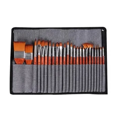 24pcs 나일론 브러쉬 세트 스크레이퍼 펜 커튼 브라운 호환 호환막대 구 아슈 수채화 유화 미술 용품 ​​편, 1개