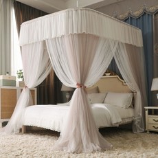 兒童床蚊帳 U型蚊帳 可伸縮 加大蚊帳 雙人蚊帳 防塵蚊帳 遮光蚊帳 2023新款雙層u型蚊帳遮光防塵紋帳三開門軌道, 卡其【遮光防塵雙層防蚊帳紗】,1.5米床【合金彎頭/高端烤漆支架】