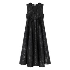 가니 플로럴 보우 미디 드레스