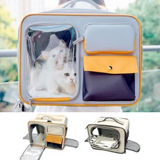 깔끔더하기 강아지 고양이 이동가방 슬링백 산책 병원가방 백팩, 그레이-세로, 1세트