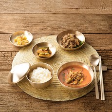 [숟가락 무료각인]놋향 방짜유기 1인 반상기 + 개별 선물 포장 + 실크 보자기, 1개